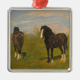 Grazing Horses (by Rosa Bonheur) Metal Tree Decoration