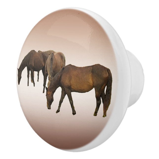 Grazing Horses Ceramic Knob (Right)