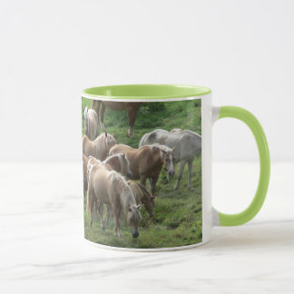 Grazing horses mug