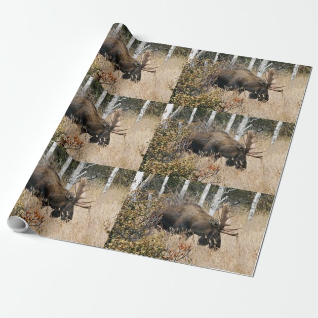 Grazing Moose Wrapping Paper (Unrolled)
