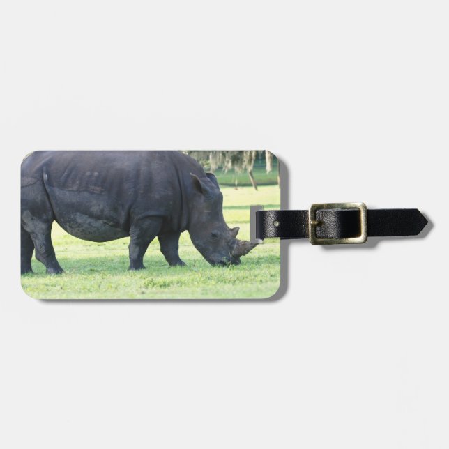 Grazing Rhino Luggage Tag (Front Horizontal)