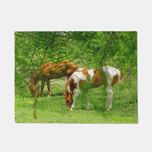 Grazing Summer Horses Doormat
