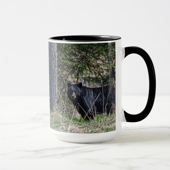 Grazing Wild Black Bear Wildlife Photo Mug (Right)