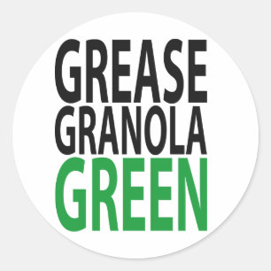 grease, granola, GREEN! Classic Round Sticker
