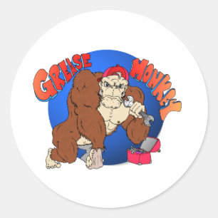 Grease Monkey Classic Round Sticker