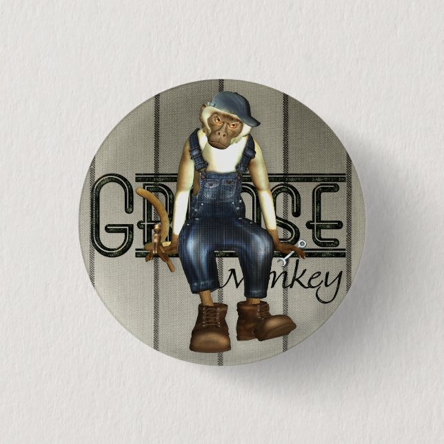 Grease Monkey Mechanics Pin-Back Badge (Front)
