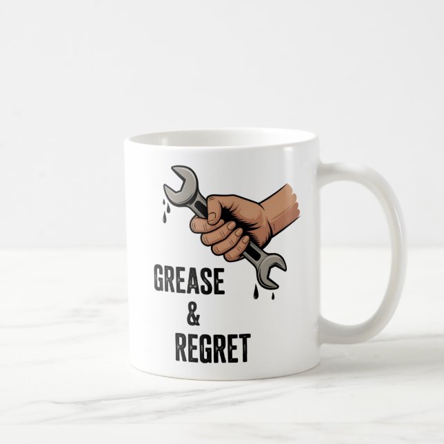 Grease & Regret | Technician Life Joke Coffee Mug (Right)