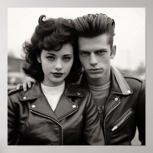 Greaser Punk Couple Poster