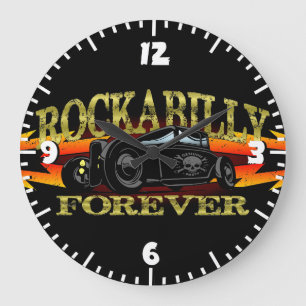 Greaser Rockabilly Hot Rod Large Clock