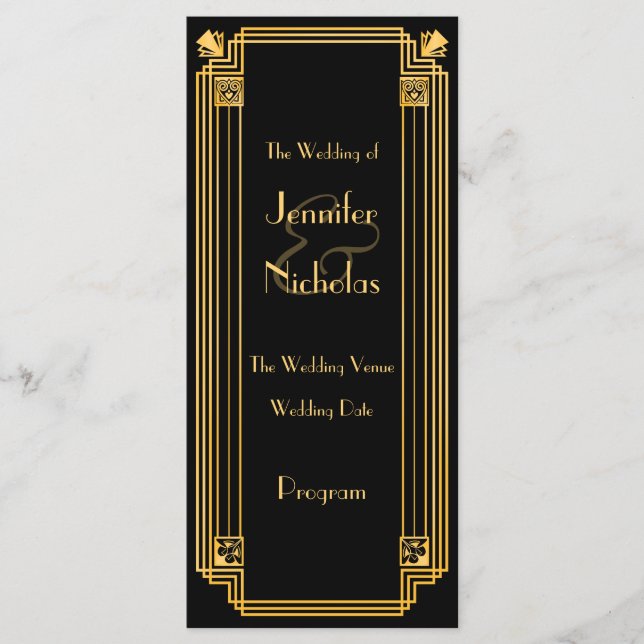 Great 1920s Art Deco Inspired Wedding Progr Programme (Front)