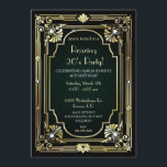 Great 30th Birthday Invitation<br><div class="desc">Throw a stunning Roaring 20's party with our Great Invitations. Perfect for a speakeasy celebration with a black background and beautiful gold art deco accents and jewel look stones. It will make your Great party one to remember. Customise with your choice of wording. Find matching stationery and party supplies at...</div>