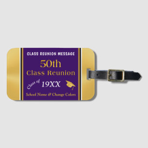 Great 50th Class Reunion Gift Ideas, Purple, Gold Luggage Tag