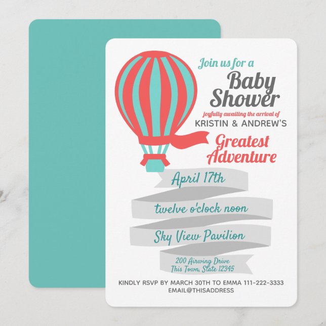 Great Adventure Hot Air Balloon Invitation (Front/Back)