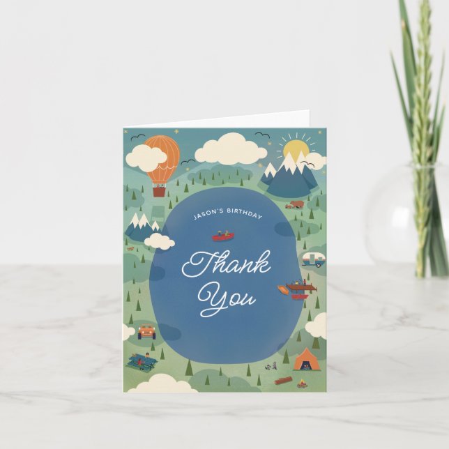 Great Adventure Outdoors Camping Baby Kids Thank You Card (Front)