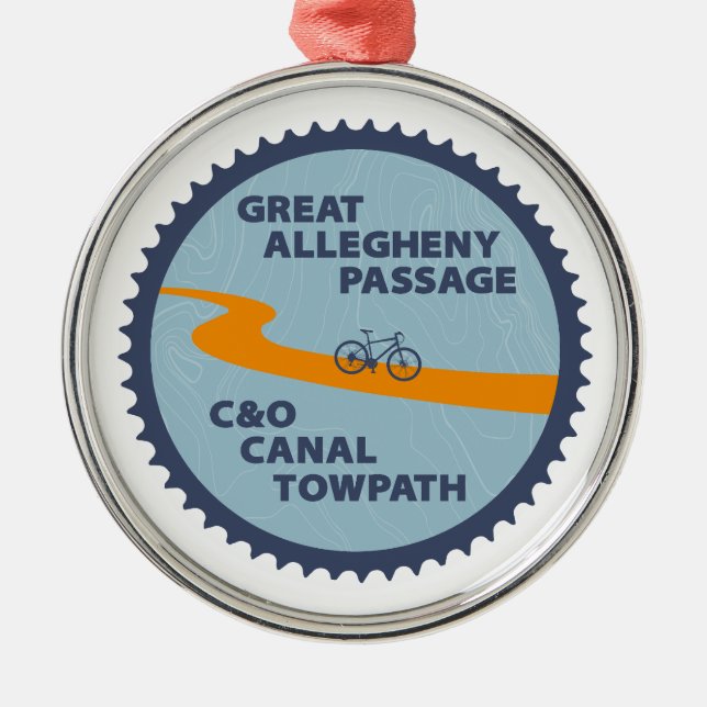 Great Allegheny Passage C&O Canal Chain Ring Metal Tree Decoration (Front)