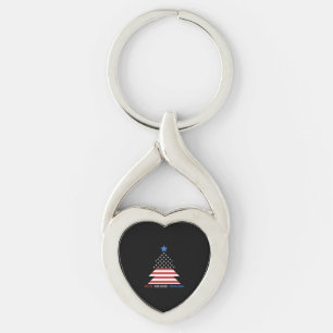 Great American Christmas Patriotic Christmas Tree Key Ring