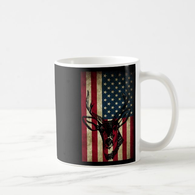 Great American Flag Patriotic Deer Hunting Gift  Coffee Mug (Right)