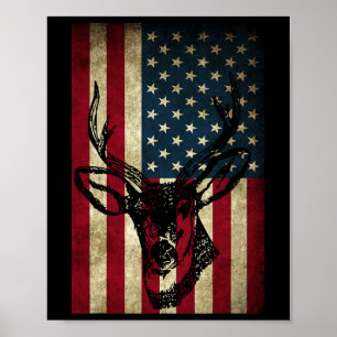 Great American Flag Patriotic Deer Hunting Gift  Poster