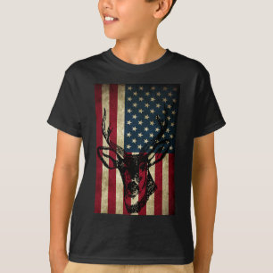 Great American Flag Patriotic Deer Hunting Gift T-Shirt