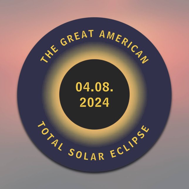 Great American Total Solar Eclipse 8 April, 2024 Classic Round Sticker (Edit text, if required)
