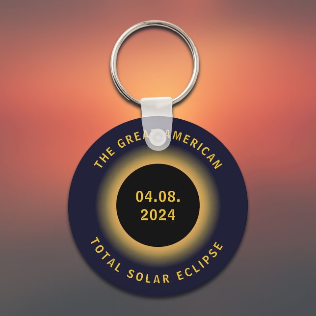 Great American Total Solar Eclipse 8 April, 2024 Key Ring (All text is editable)
