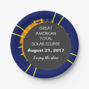 Great American Total Solar Eclipse customisable Paper Plate