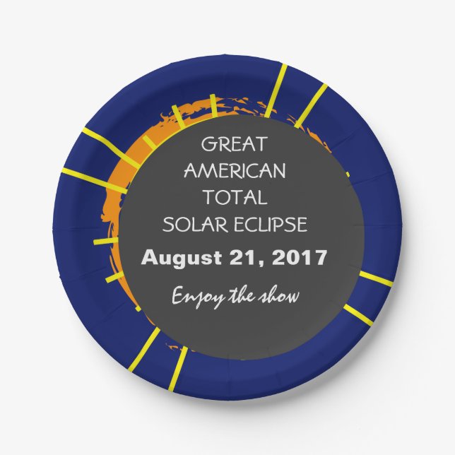 Great American Total Solar Eclipse customisable Paper Plate (Front)
