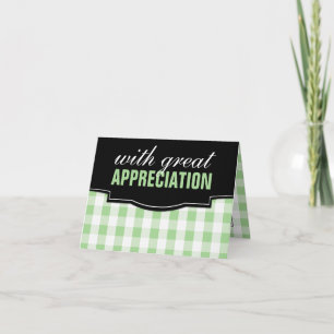Great Appreciation Green Gingham Thank You Cards