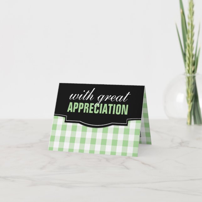 Great Appreciation Green Gingham Thank You Cards (Front)