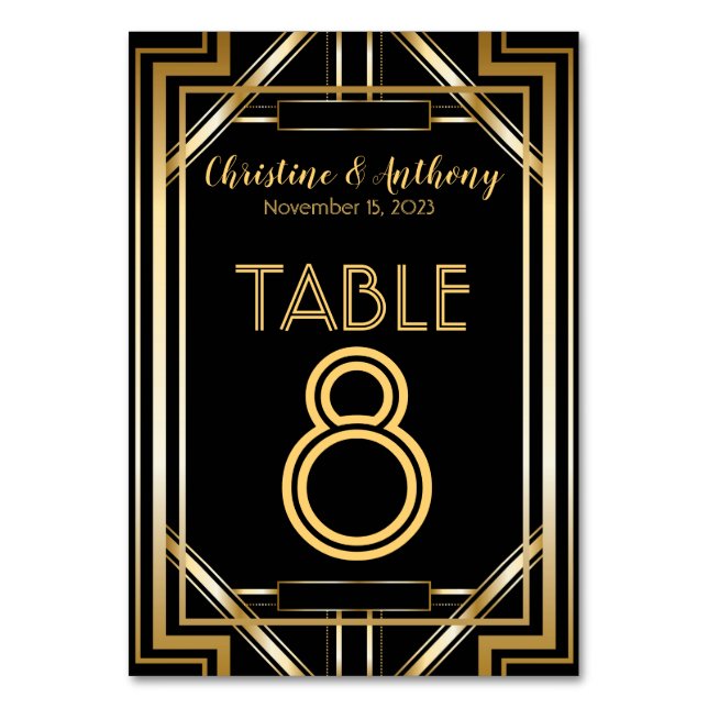 Great Art Deco Table Number Cards (Front)