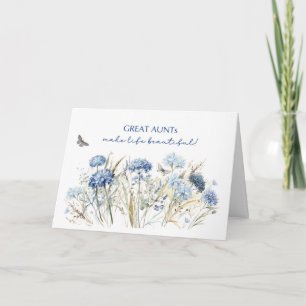 Great Aunt Birthday Dusty Blue Wildflowers Card