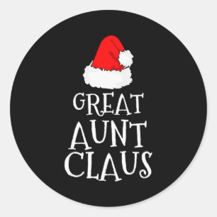 Great Aunt Claus Christmas Santa's Pajama Family M Classic Round Sticker
