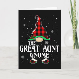 Great Aunt Gnome Buffalo Plaid Family Group Christ Card