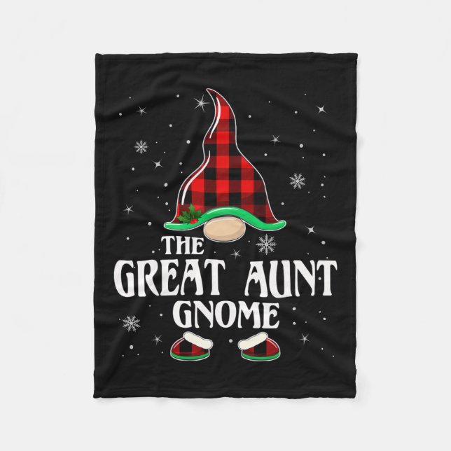 Great Aunt Gnome Buffalo Plaid Family Group Christ Fleece Blanket (Front)