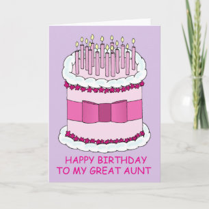 Great Aunt Happy Birthday Cake and Candles Card