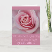 Great Aunt loss Rose sympathy Card