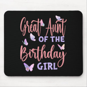 Great Aunt Of The Birthday Girl Butterfly Family Mouse Mat