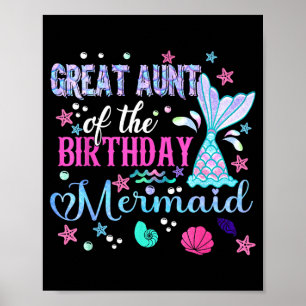 Great aunt of the birthday mermaid funny 1st poster