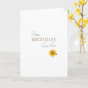 Great Aunt Sunflower Birthday Card