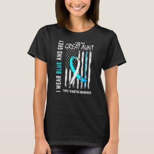 Great Aunt Type 1 Diabetes Awareness American Flag T-Shirt