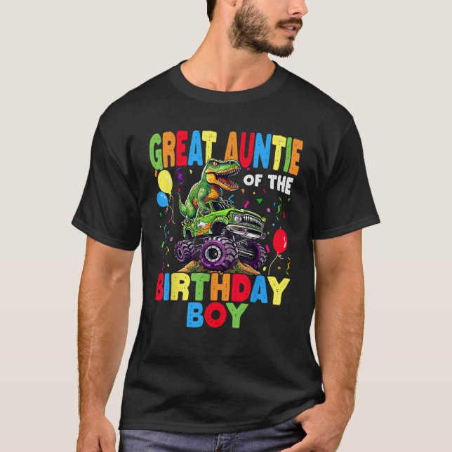Great Auntie Of The Birthday Boy Dinosaur Rex Mons T-Shirt (Front)