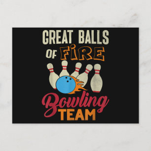 Great Balls Fire Bowling Team Shirt Funny Vintage  Holiday Postcard