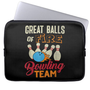 Great Balls Fire Bowling Team Shirt Funny Vintage Laptop Sleeve