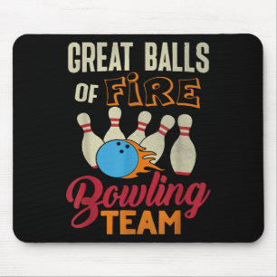Great Balls Fire Bowling Team Shirt Funny Vintage Mouse Mat