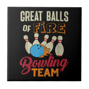Great Balls Fire Bowling Team Shirt Funny Vintage Tile