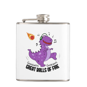Great Balls Of Fire Dinosaur Meteor Hip Flask