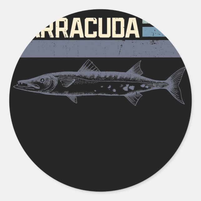 Great Barracuda Cuda Fishing Wildlife Saltwater Classic Round Sticker (Front)