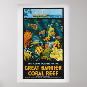 Great Barrier Coral Reef Vintage Travel Poster 1