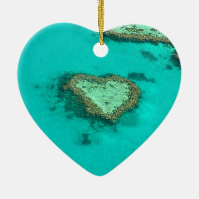 Great Barrier Reef, Australia heart coral Ceramic Tree Decoration (Front)