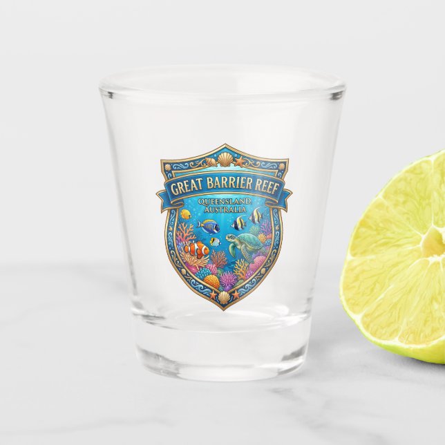 Great Barrier Reef Australia Shot Glass (Front)